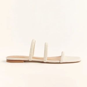 Reformation Bardia Ruched Strap Flat Sandal - White